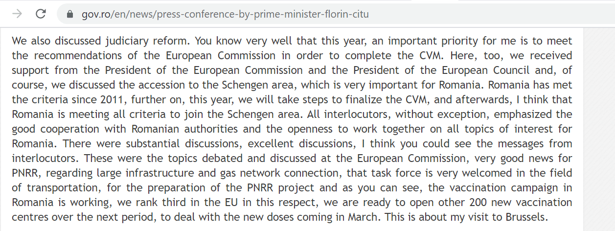 Заявление премьер-минимтсра о выполнении рекоммендаций ЕС